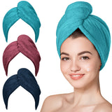 Microfiber Hair Towel,Turbans for Drying Wet Hair, Anti Frizz Hair Wrap Towels for Curly Hair Women-3 packs