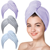 Microfiber Hair Towel,Turbans for Drying Wet Hair, Anti Frizz Hair Wrap Towels for Curly Hair Women-3 packs