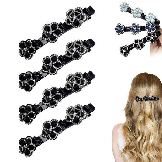 Sparkling Crystal Stone Braided Hair Clips for Women and Girls (Mix, 4PCS)