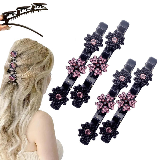 Sparkling Crystal Stone Braided Hair Clips for Women and Girls (Mix, 4PCS)