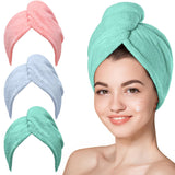 Microfiber Hair Towel,Turbans for Drying Wet Hair, Anti Frizz Hair Wrap Towels for Curly Hair Women-3 packs