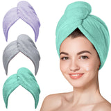 Microfiber Hair Towel,Turbans for Drying Wet Hair, Anti Frizz Hair Wrap Towels for Curly Hair Women-3 packs