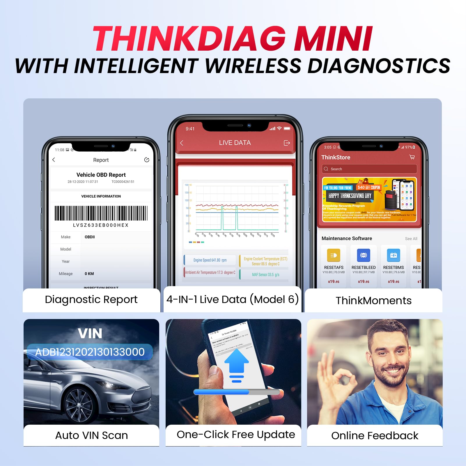 THINCAR Thinkdiag Mini Bluetooth OBD2 Scanner Diagnostic Tool