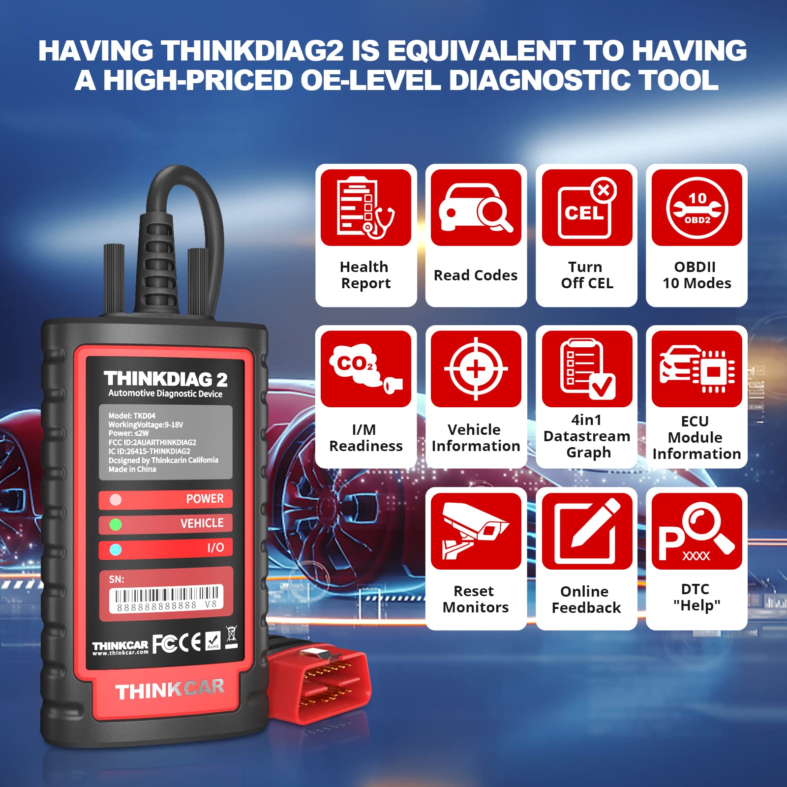 Thinkdiag 2 All System Bidirectional Control OBD2 Diagnostic Scanner