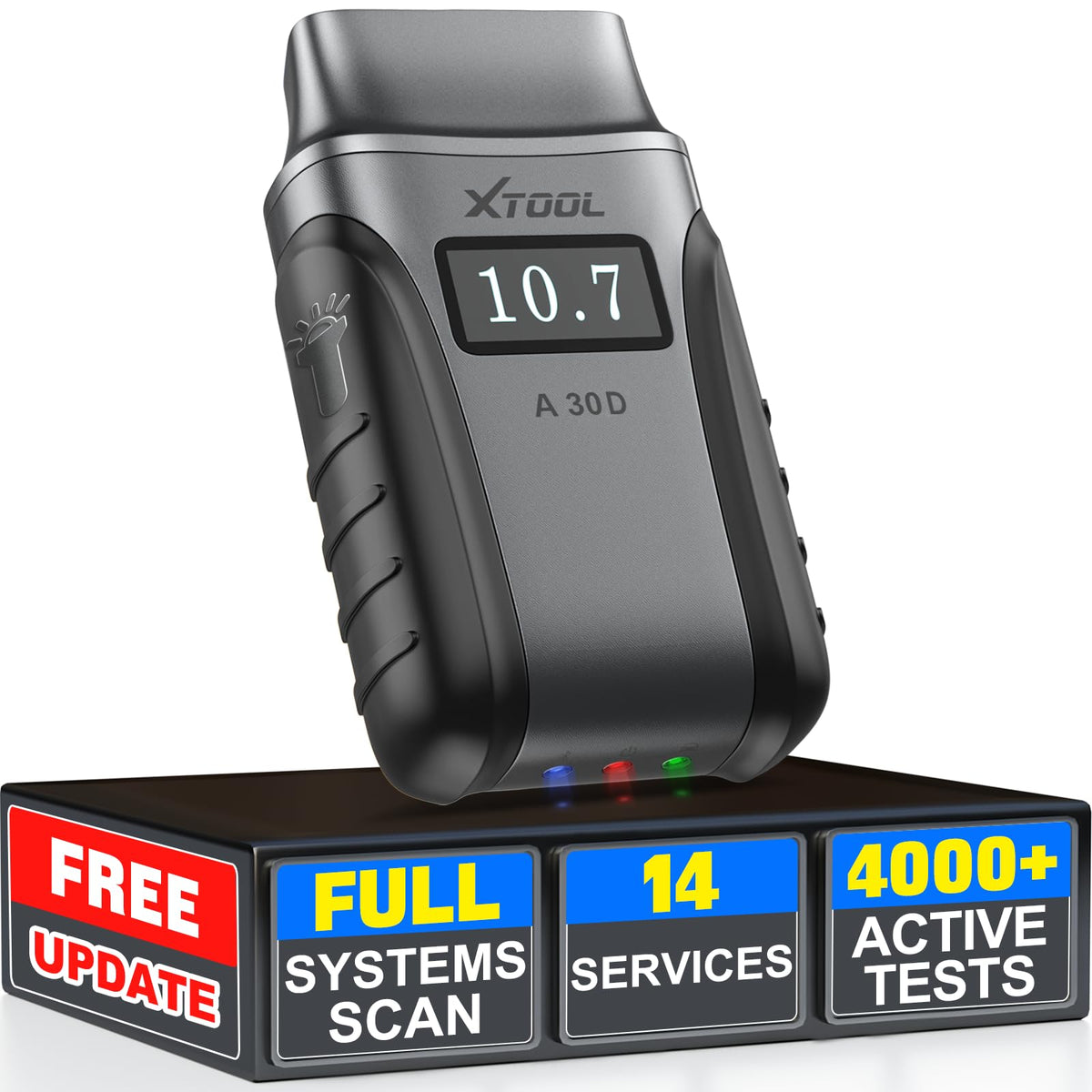 XTOOL A30D Wireless OBD2 Scanner 14 Services, ABS Bleed, Injector Coding, Oil EPB BMS SAS TPMS Reset, for iPhone and Android